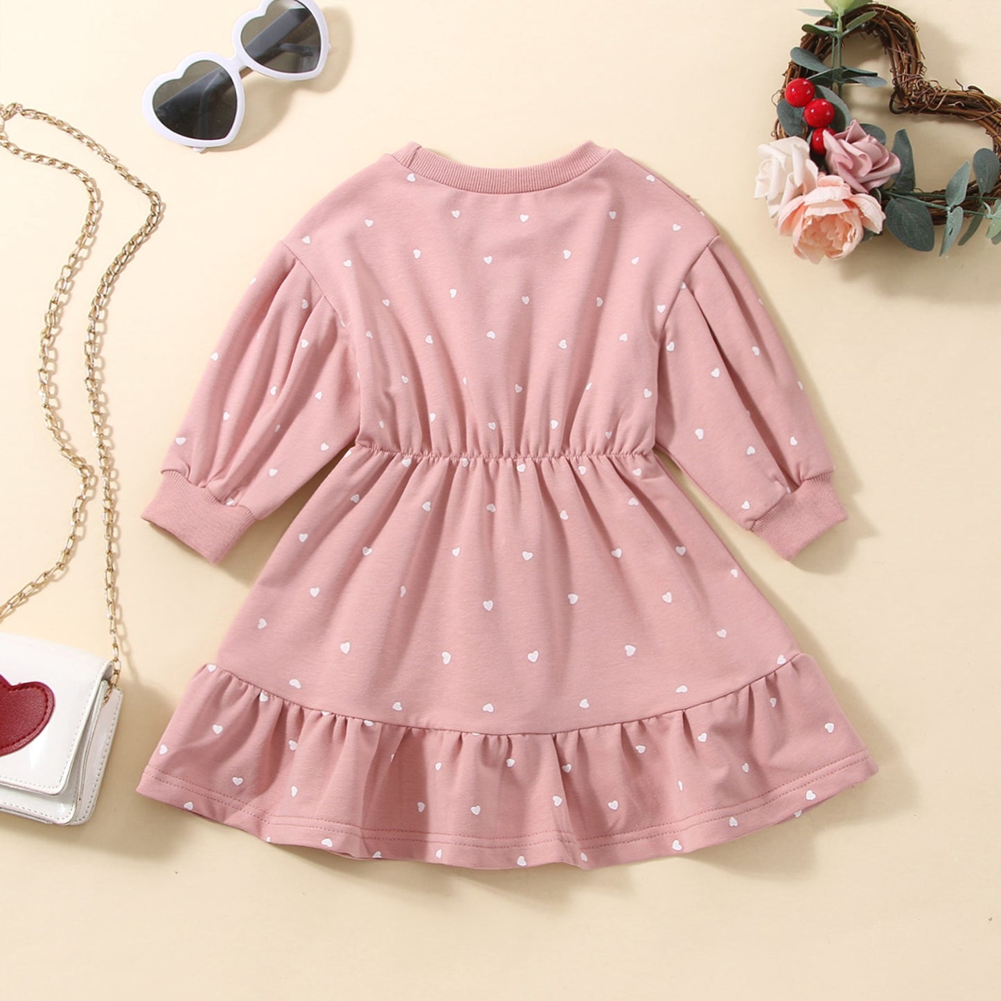 Girls Pink Heart Summer Dress