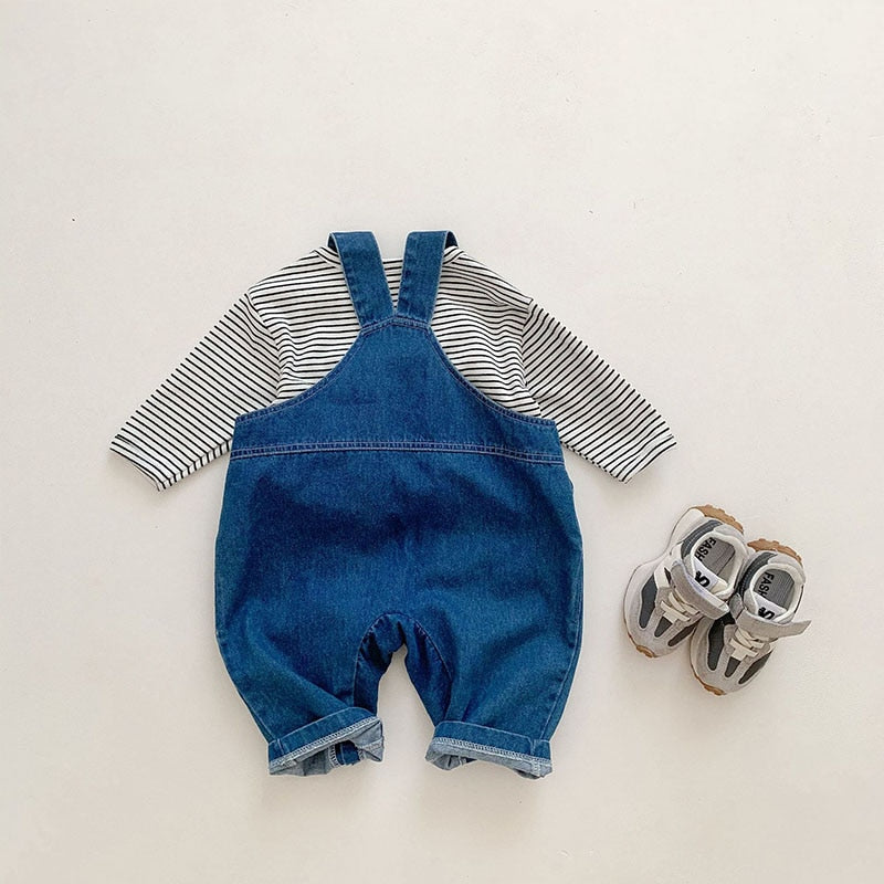 Childrens Denim Bear Dungarees